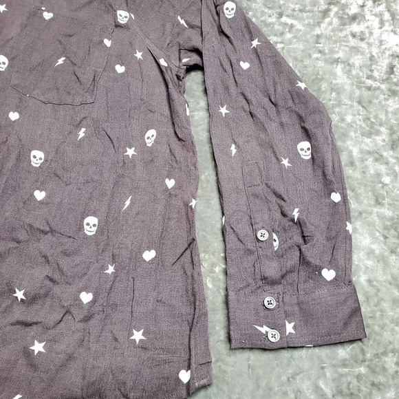 Torrid Dark Grey Scattered Gem Button Up Blouse - Picture 4 of 7